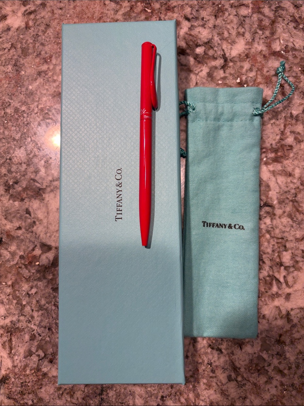 Tiffany & Co. Red Ballpoint Pen with Signature Clip